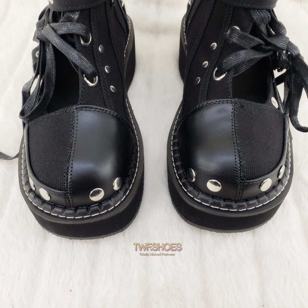 Emily Cut Out Platform Sandal Boots Goth Punk Ankle Boots - Picture 10 of 15